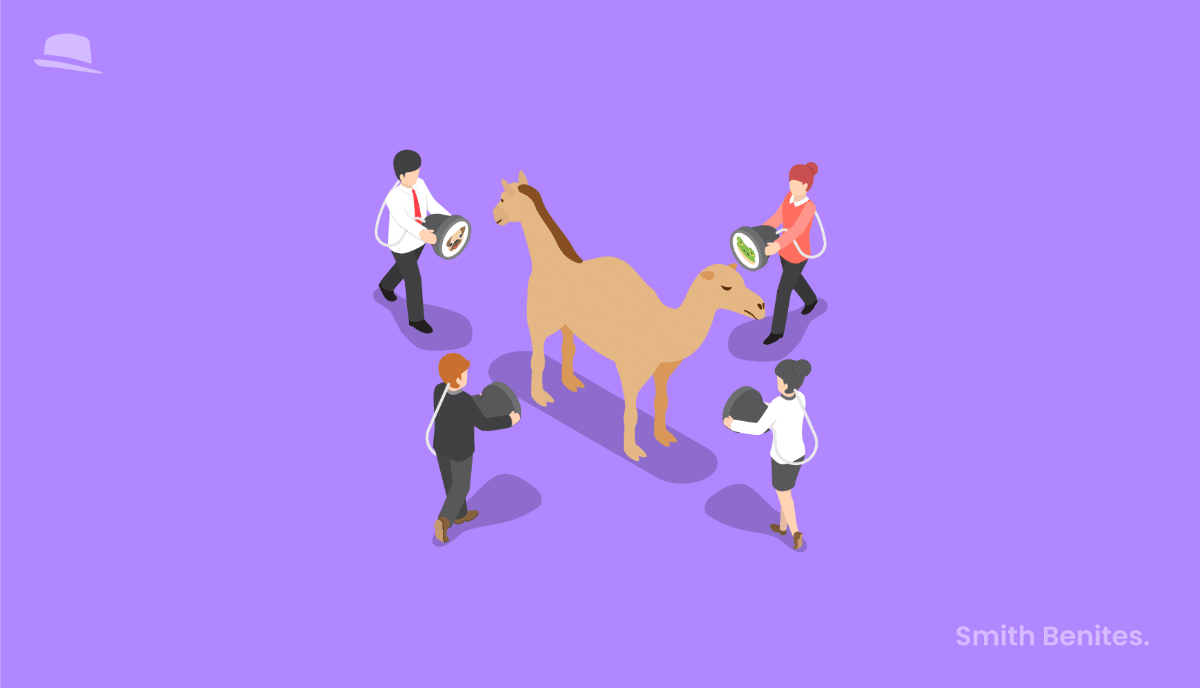 Ilustración vectorial de un caballo funsionado con un camello